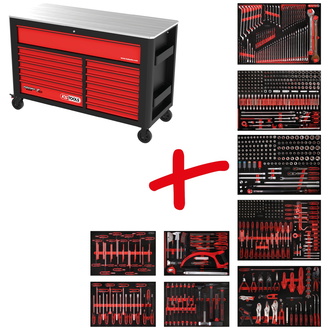 KS Tools Werkstattwagen-Satz PERFORMANCEplus P45 mit 706 Werkzeugen für 7 Schubladen