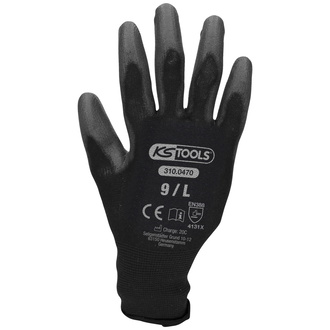 KS Tools Mikro-Feinstrickhandschuhe-schwarz, 9, 12 Paar