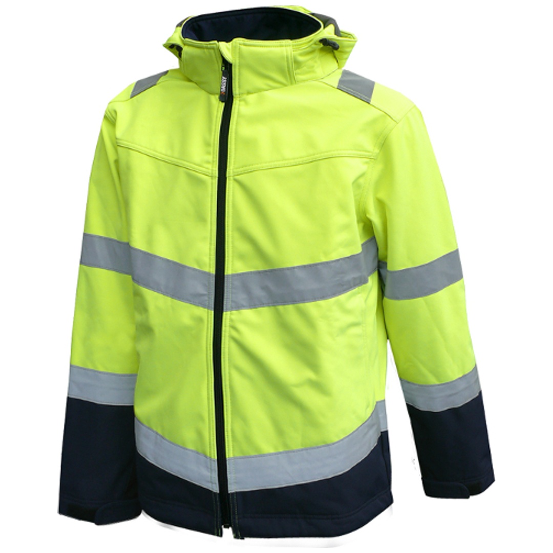 Dassy Warnschutz Softshelljacke Malaga 300329 Gr. L neongelb/dunkelblau