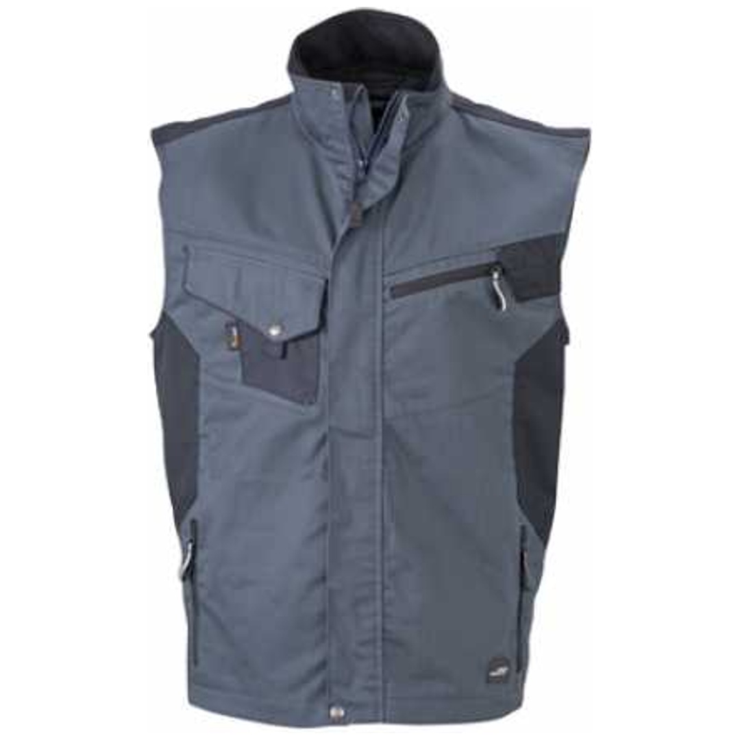James & Nicholson Workwear Weste JN822 Gr. L carbon/black