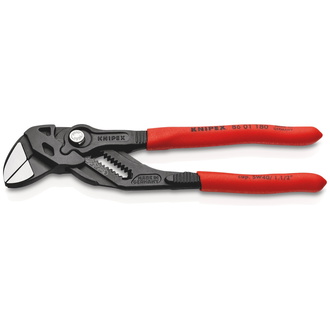 Knipex Zangenschlüssel Zange und Schraubenschlüssel in einem Werkzeug mit Kunststoff überzogen grau atramentiert 180 mm