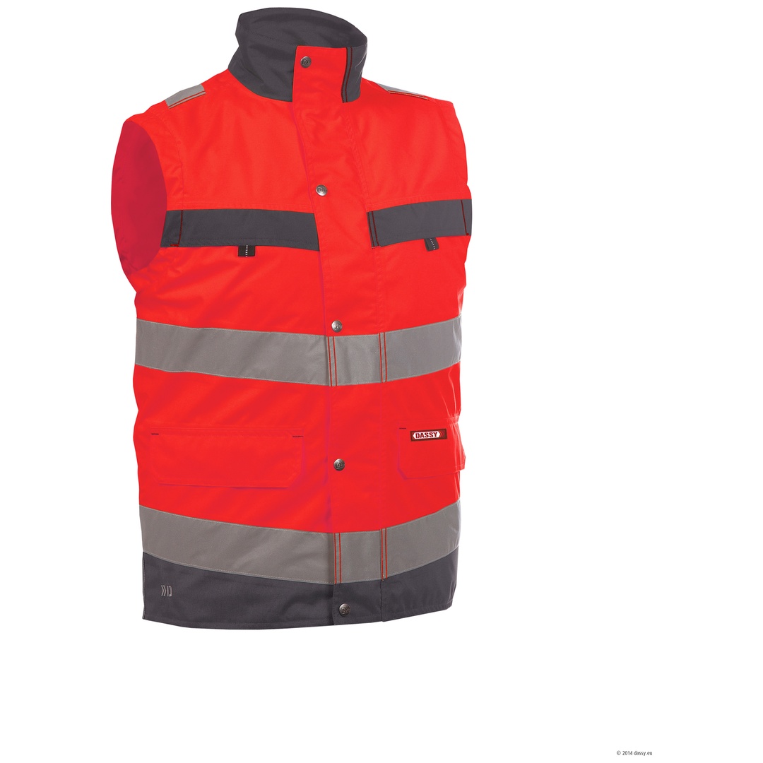 Dassy Warnschutzweste Bilbao Gr. 2XL neonrot/zementgrau