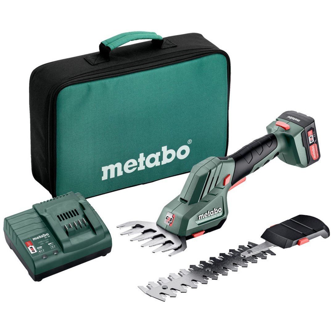 Metabo Akku-Strauch- und Grasschere PowerMaxx SGS 12 Q, incl. 1x Akku Li-Power 2 Ah, Ladegerät, Zubehör, Werkzeugtasche