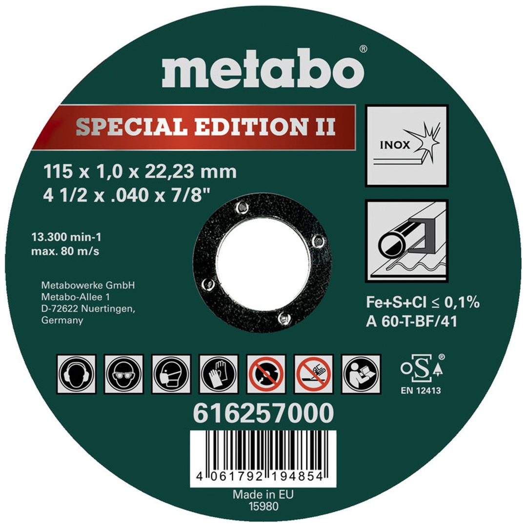Metabo Special Edition II 115 x 1,0 x 22,23 Inox, TF 41