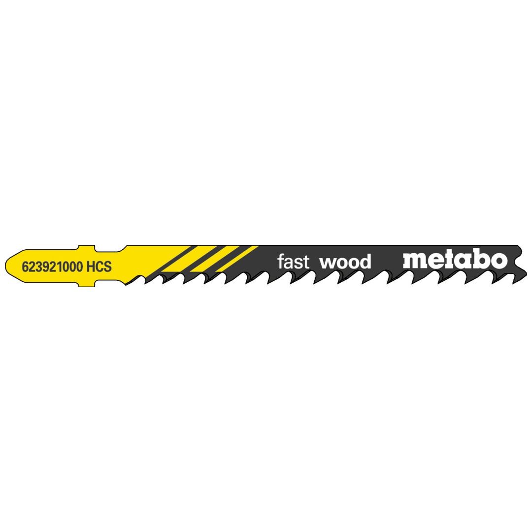 Metabo 5 Stichsägeblätter fast wood 74/ 4,0-5,2 mm, progressiv, HCS, mit Eintauchspitze, geschliffen / geschränkt