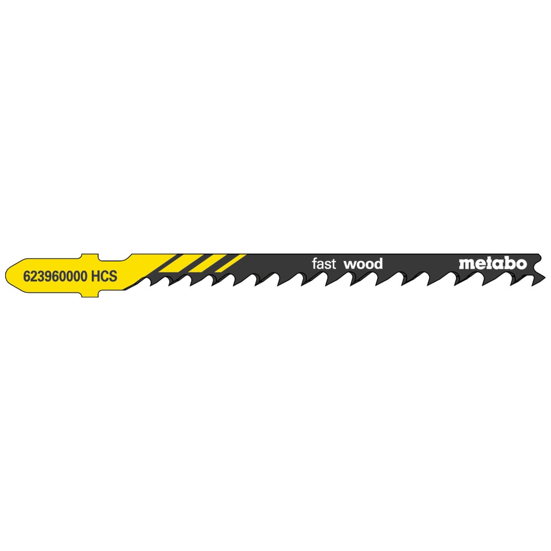 Metabo 5 Stichsägeblätter fast wood 74/ 4,0-5,2 mm, progressiv, HCS, mit Eintauchspitze, geschliffen / geschränkt, speziell für Kurvenschnitte