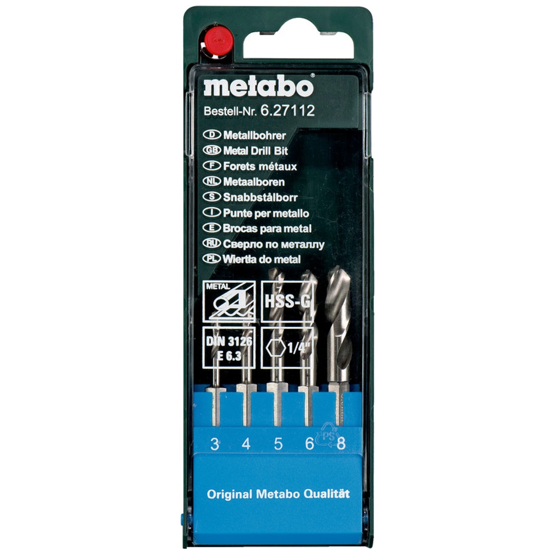 Metabo HSS-G-Bohrerkassette, 5-tlg. E 6,3