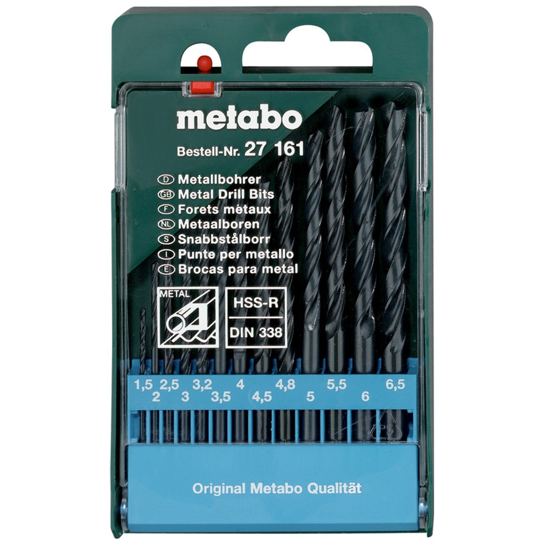 Metabo HSS-R-Bohrerkassette, 13-tlg. (Ø 1,5 / 2 / 2,5 / 3 / 3,2 / 3,5 / 4 / 4,5 / 4,8 / 5 / 5,5 / 6 / 6,5 mm)