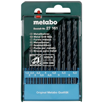 Metabo HSS-R-Bohrerkassette, 13-tlg. (Ø 1,5 / 2 / 2,5 / 3 / 3,2 / 3,5 / 4 / 4,5 / 4,8 / 5 / 5,5 / 6 / 6,5 mm)