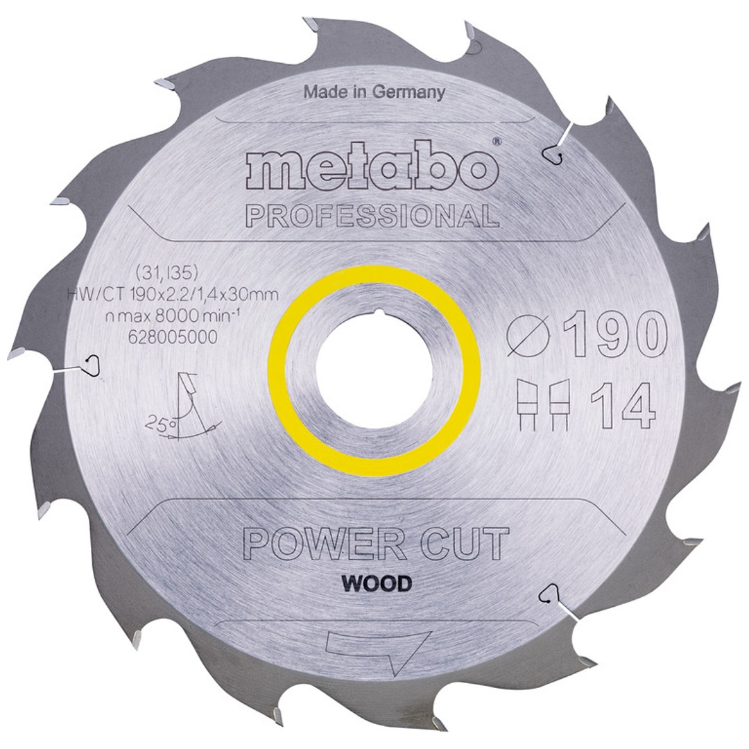Metabo Sägeblatt power cut wood - professional, 190x30, Z14 WZ 25°