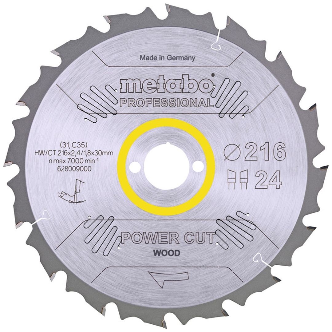 Metabo Sägeblatt power cut wood - professional, 216x30, Z24 WZ 5° neg.