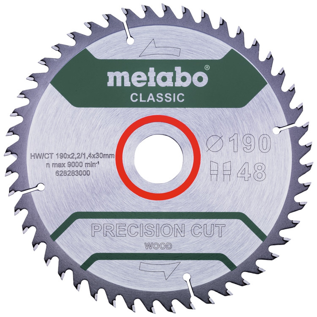 Metabo Sägeblatt precision cut wood - classic, 190x30 Z48 WZ 15°