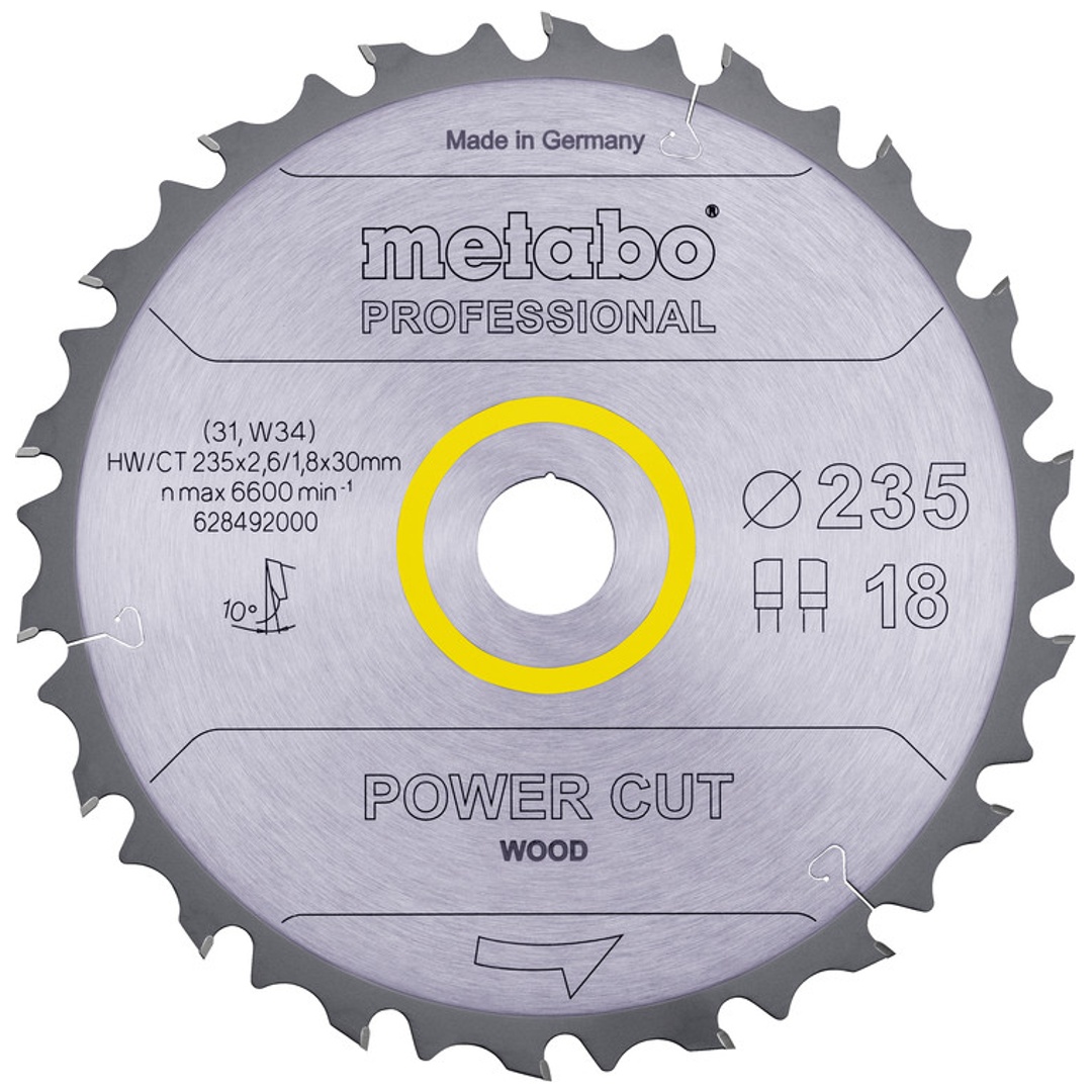 Metabo Sägeblatt power cut wood - professional, 235x30, Z18 FZ/FA 10°