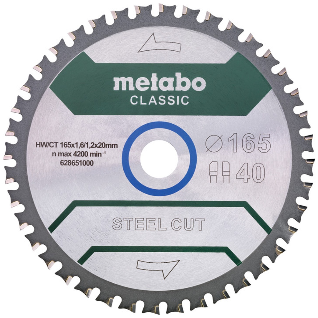Metabo Sägeblatt steel cut/sandwich panel - classic, 165x20 Z40 FZ/FA 4° /B