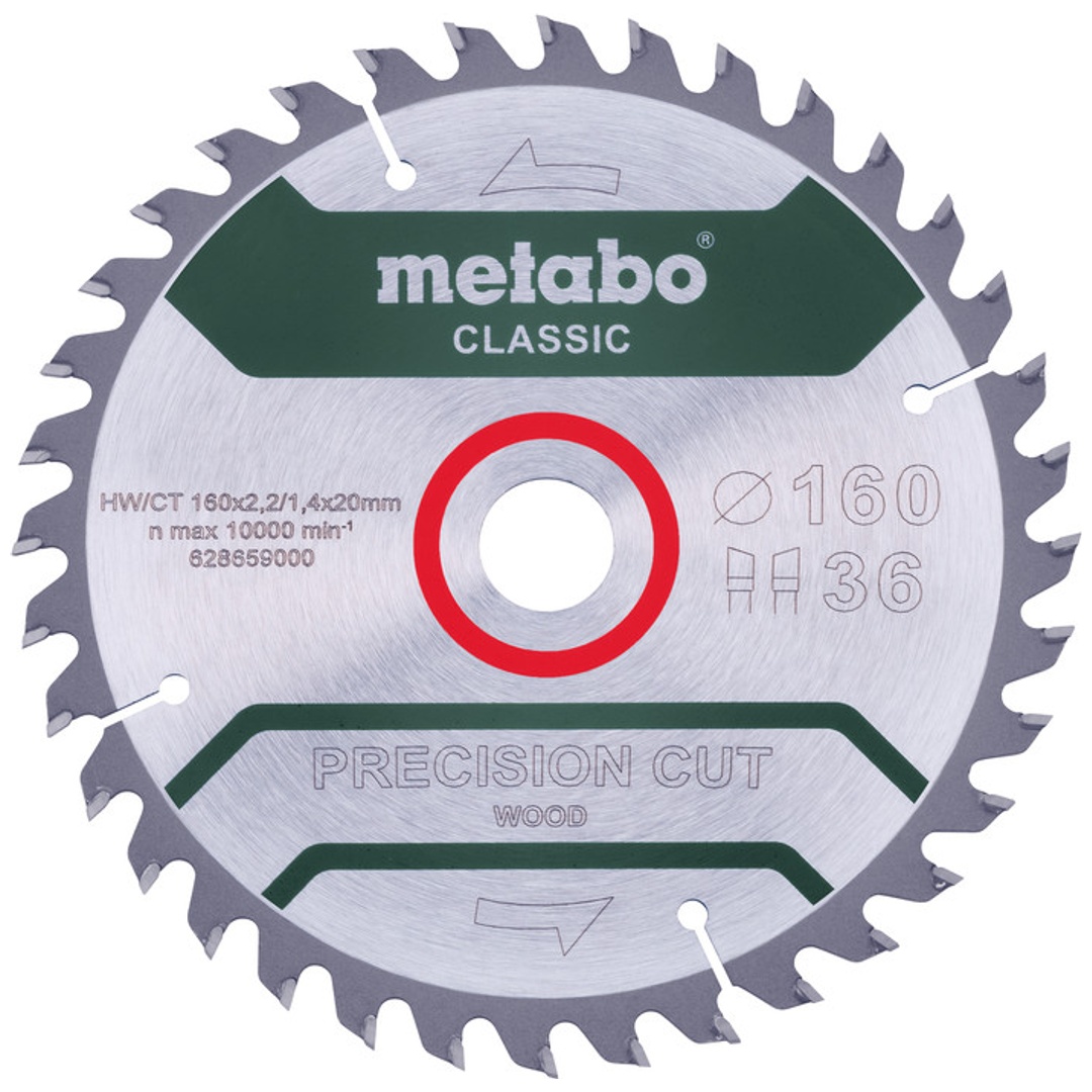 Metabo Sägeblatt precision cut wood - classic, 160x20 Z36 WZ 10° /B