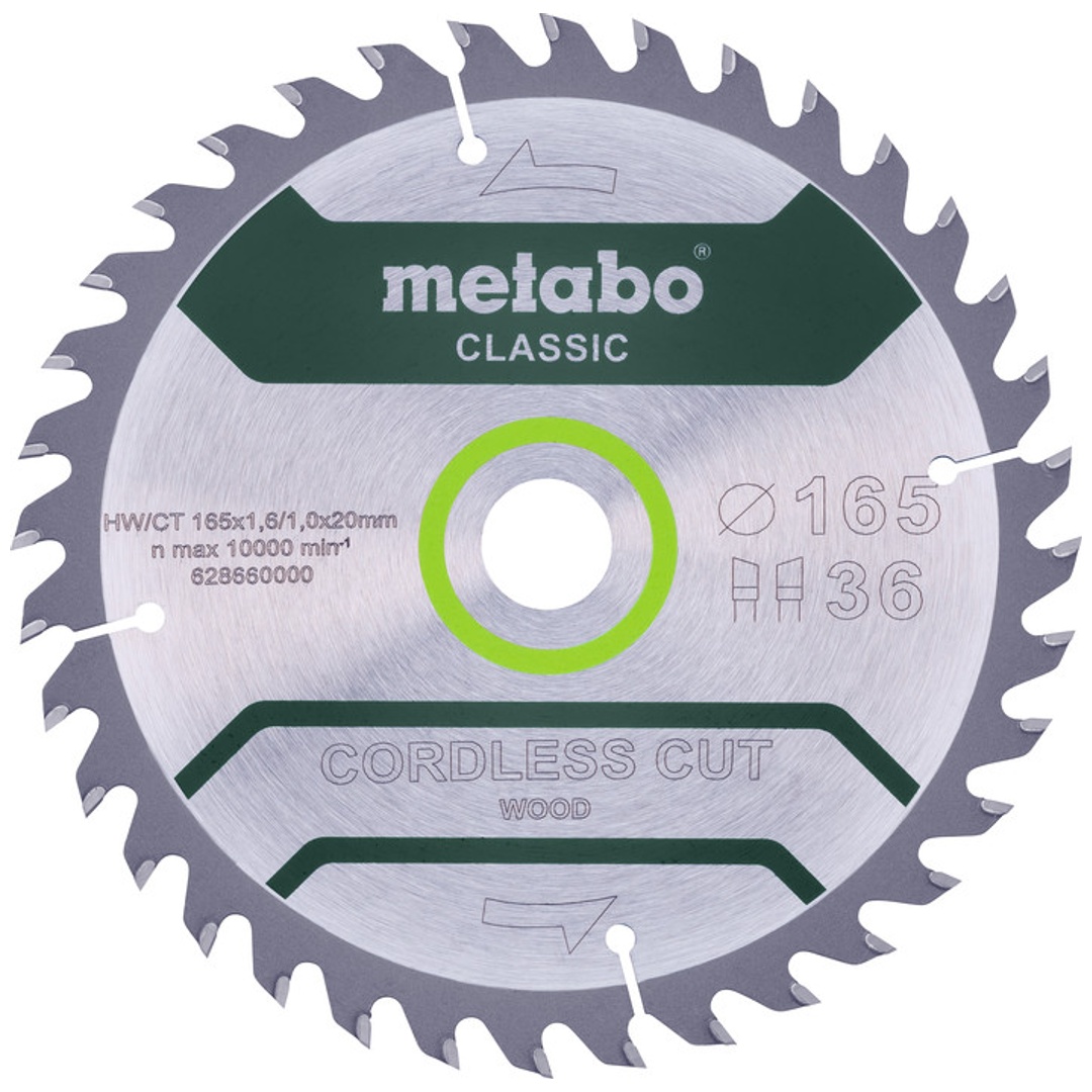 Metabo Sägeblatt cordless cut wood - classic, 165x20 Z36 WZ 15° /B