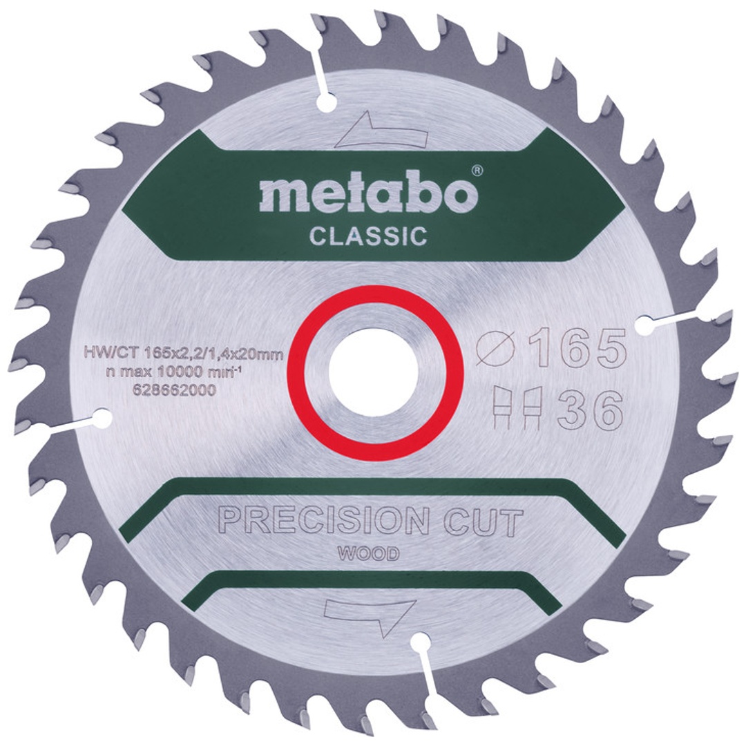 Metabo Sägeblatt precision cut wood - classic, 165x20 Z36 WZ 15° /B