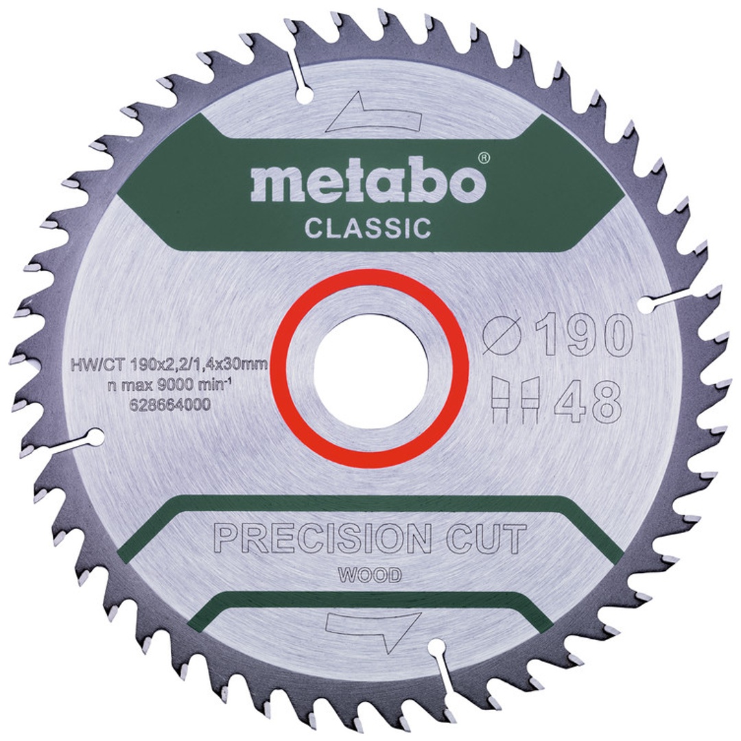 Metabo Sägeblatt precision cut wood - classic, 190x30 Z48 WZ 15° /B