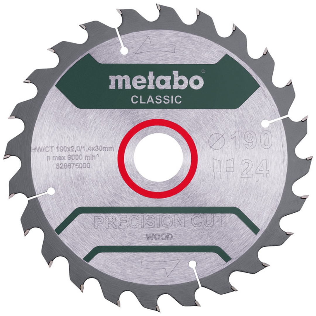 Metabo Sägeblatt precision cut wood - classic, 190x30 Z24 WZ 15° /B
