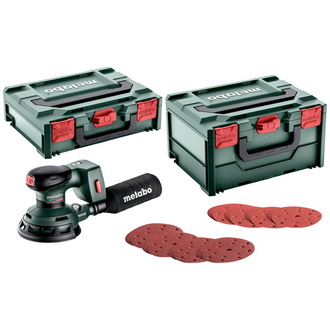 Metabo Set Akku-Exzenterschleifer SXA 18 LTX 125 BL, mit Zubehör, MetaBOX 215