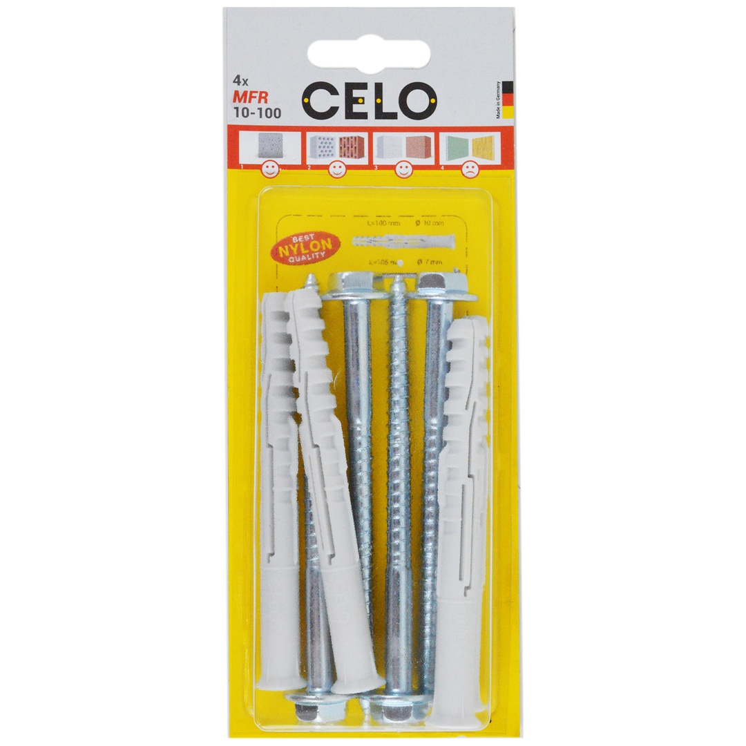CELO Multifunktionsrahmendübel MFR SB 10-100 SSKS, Senkbund, Sechskantschr. mit angepr. Scheibe, galv. verz.