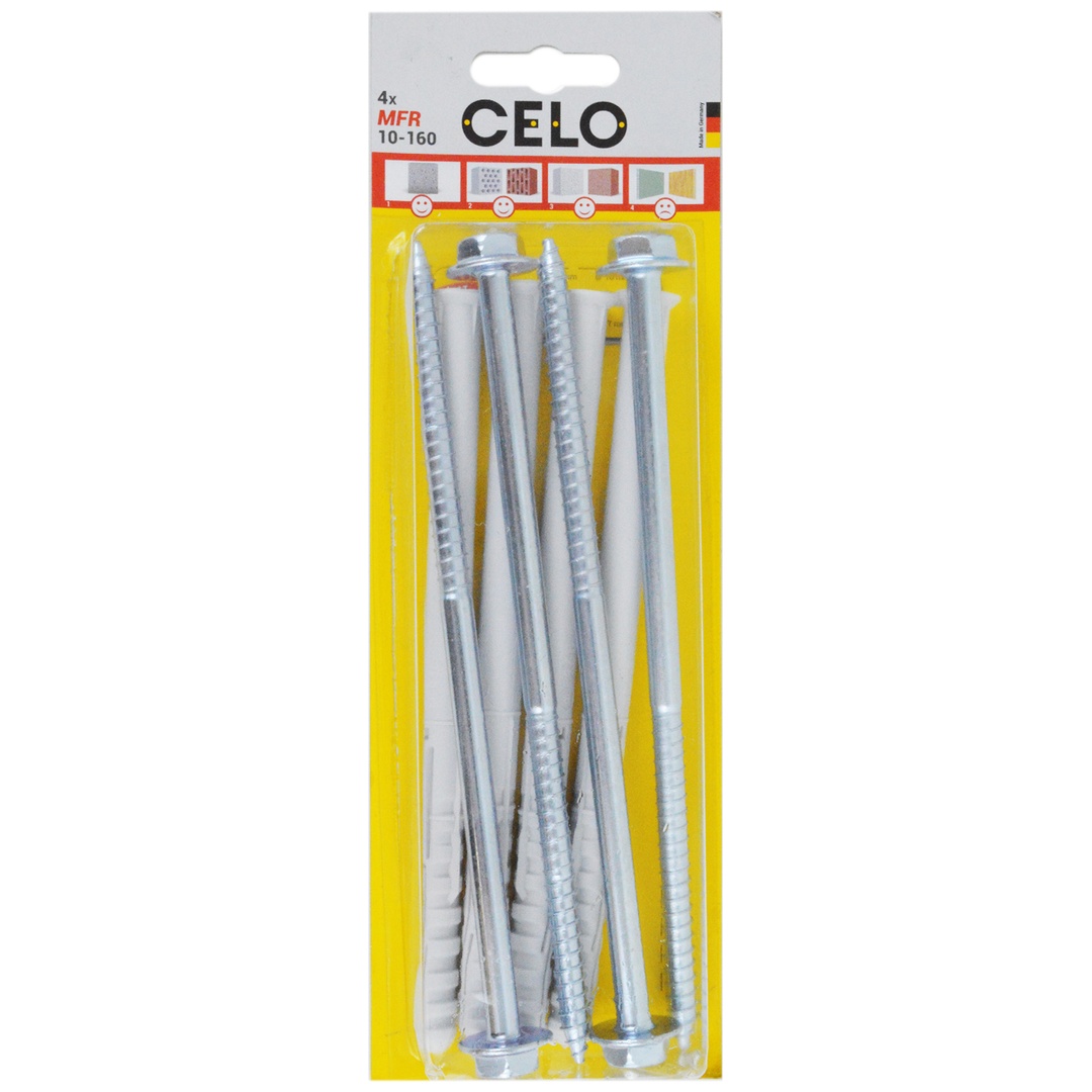 CELO Multifunktionsrahmendübel MFR SB 10-160 SSKS, Senkbund, Sechskantschr. mit angepr. Scheibe, galv. verz.