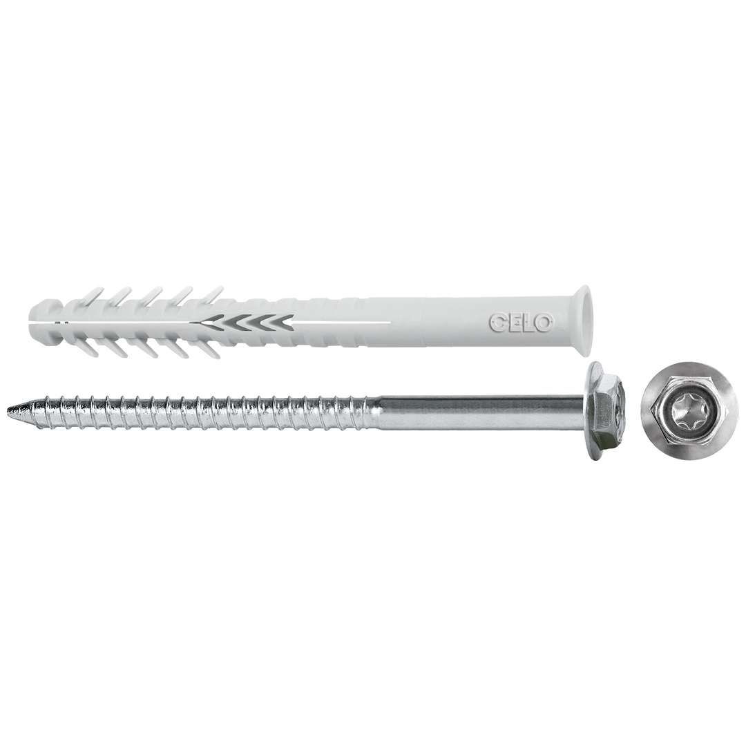 CELO Hohlblockrahmendübel HBR 10-135 SSK mit Sechskantschraube mit angepr. Scheibe, galv.verz.