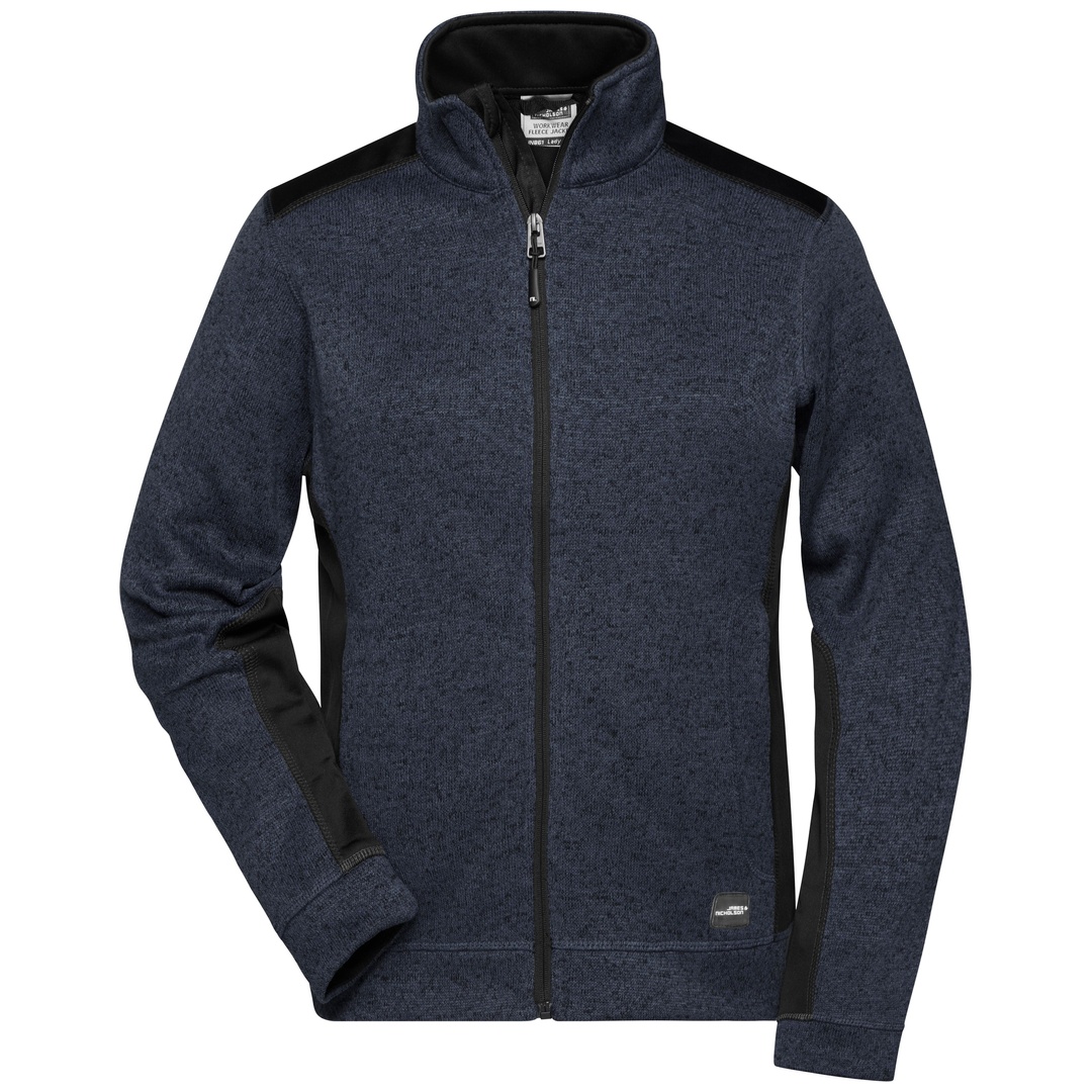 James & Nicholson Pflegeleichte Strickfleece Jacke Damen JN861 Gr. 3XL carbon-melange/black