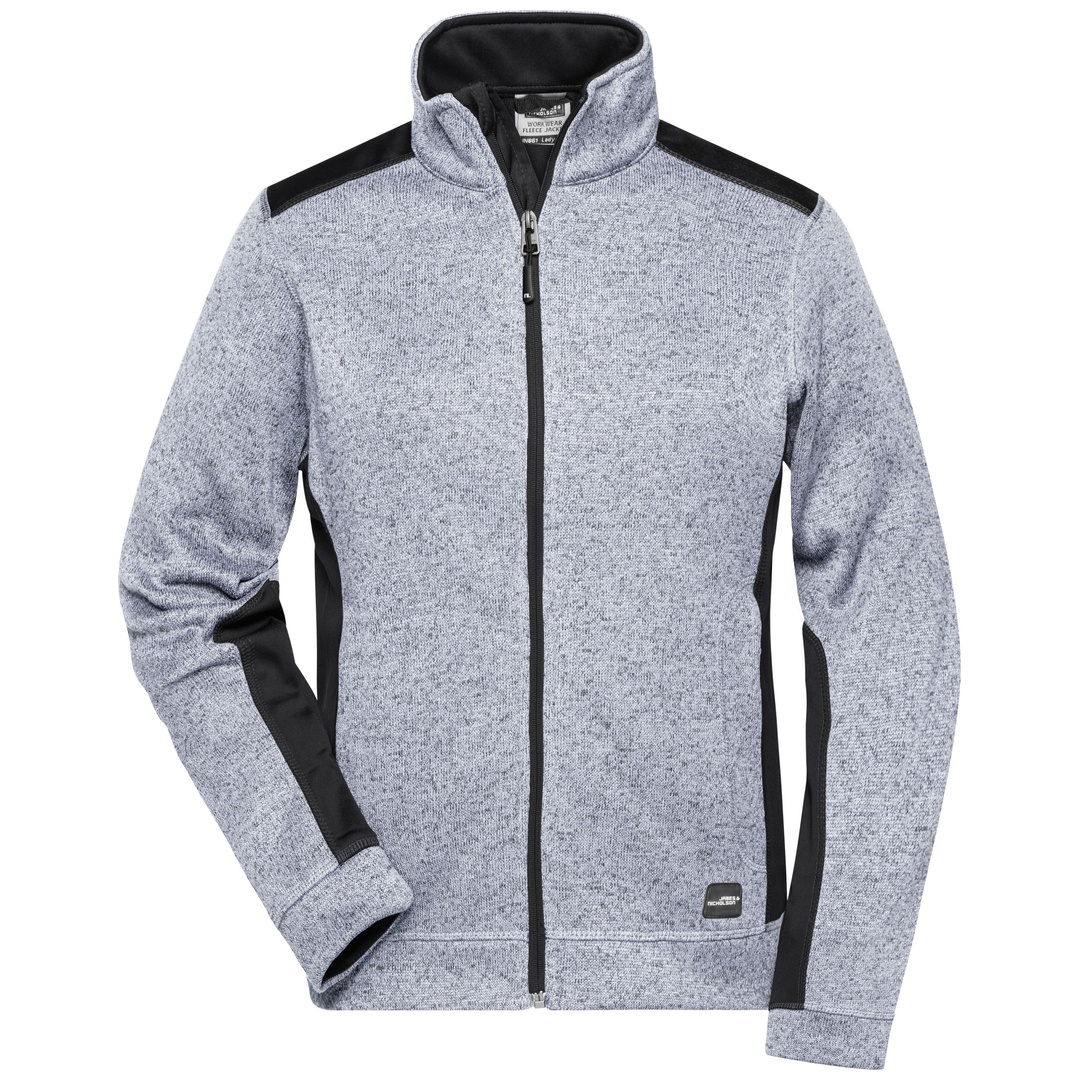 James & Nicholson Pflegeleichte Strickfleece Jacke Damen JN861 Gr. XS white-melange/carbon