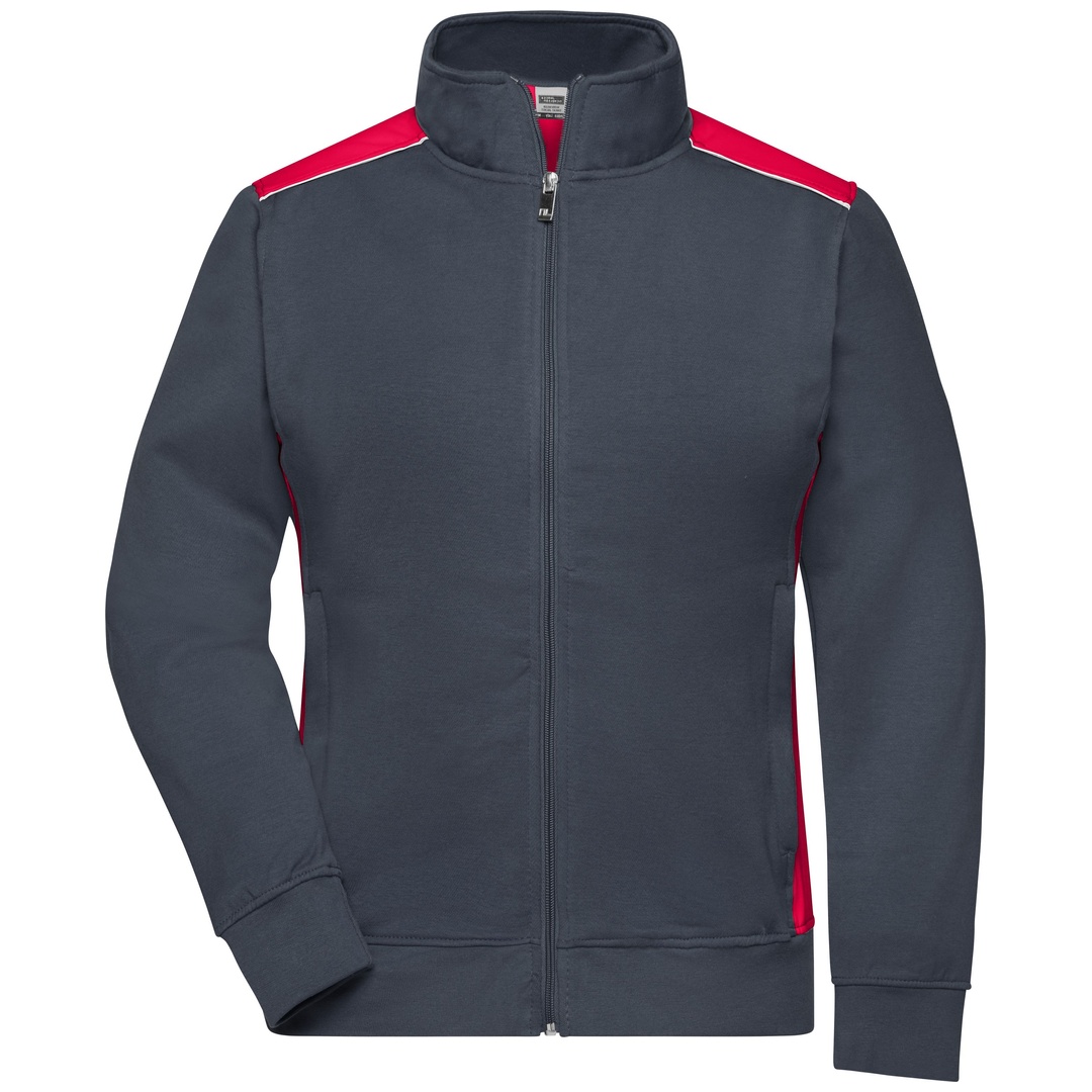 James & Nicholson Sweat-Jacke Damen JN869 Gr. XS carbon/red