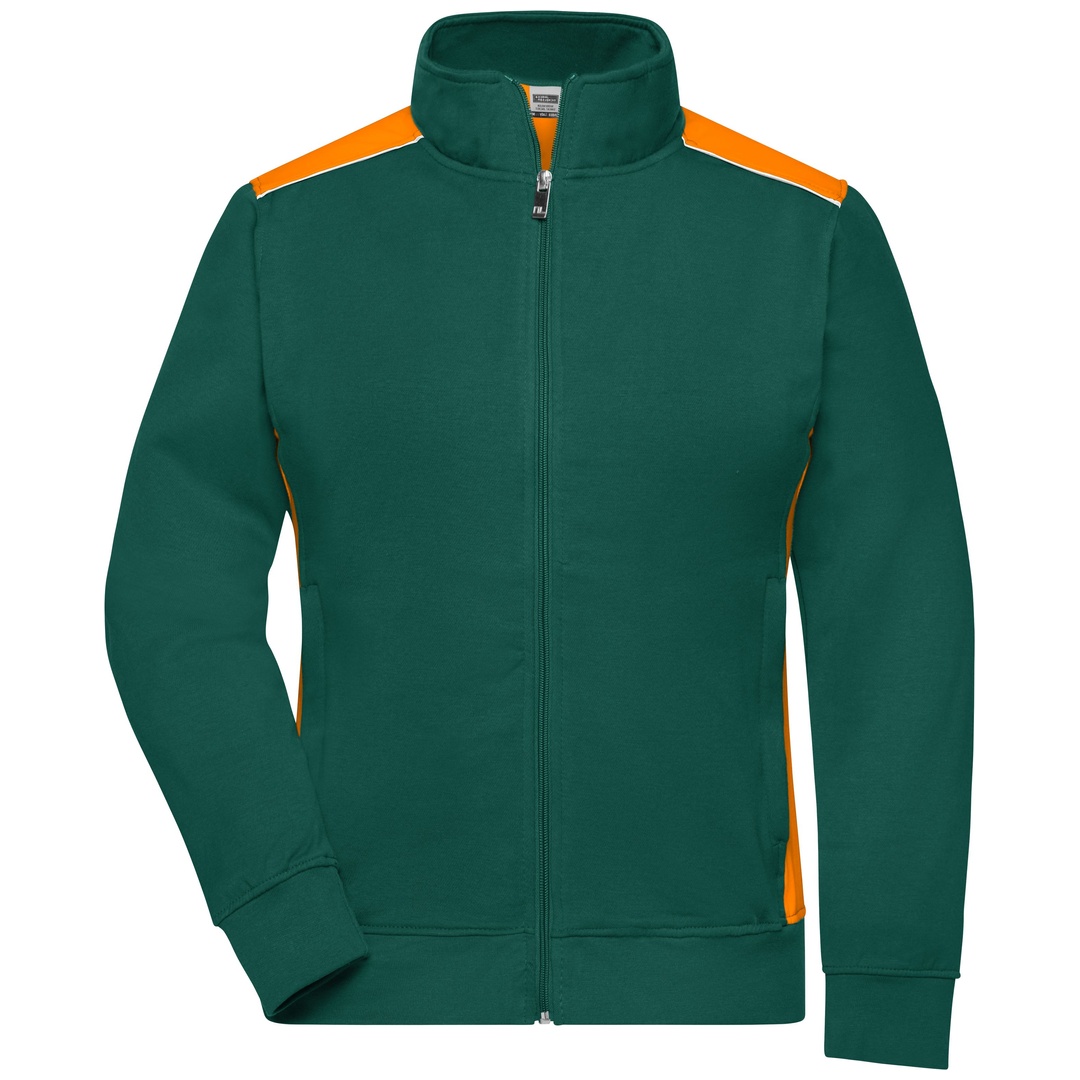 James & Nicholson Sweat-Jacke Damen JN869 Gr. S dark-green/orange