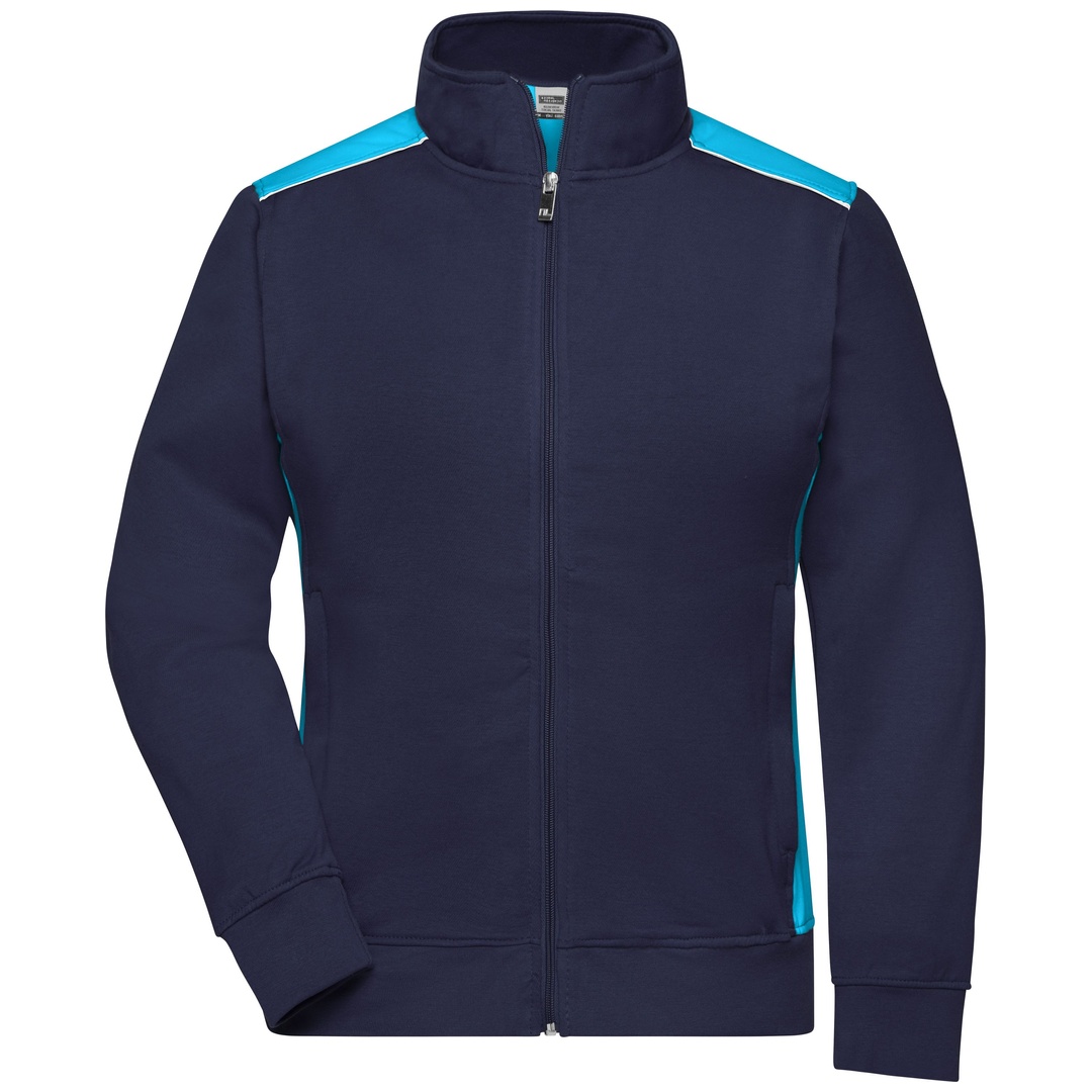 James & Nicholson Sweat-Jacke Damen JN869 Gr. XL navy/turquoise