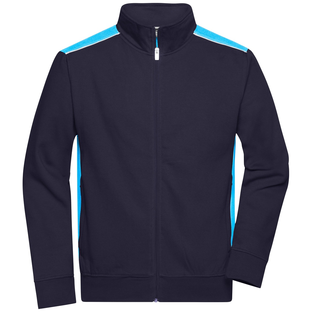James & Nicholson Sweat-Jacke Herren JN870 Gr. L navy/turquoise