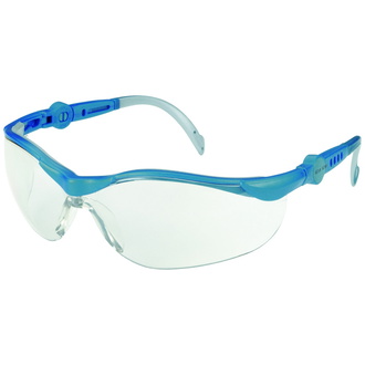 ELMAG Schutzbrille farblos blau/grau, PC2mm kratzfest & antifog, Bügel in Länge & Neigung verstellbar