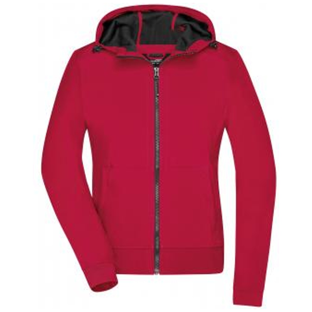 James & Nicholson Damen Softshell Jacke mit Kapuze JN1145 Gr. 2XL red/black