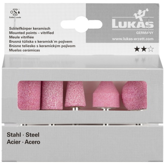 LUKAS Schleifstift-Set 5-tlg. für Stahl/Stahlguss Schaft 6 mm Edelkorund, Fachhandel