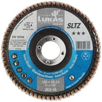 LUKAS Fächerschleifscheibe SLTZ universal Ø 115 mm Zirkonkorund Korn 40, flach