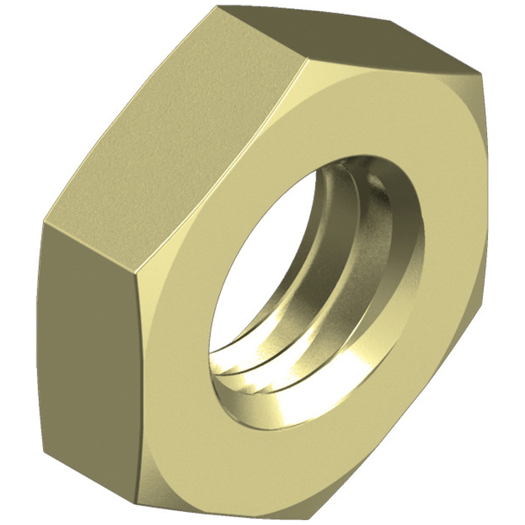 Reidl DIN 439 Sechskantmuttern M 12, niedrige Form, mit Fase, Form B, Messing blank