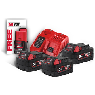 Milwaukee NRG Pack 18V M18 NRG-503, 3 Akkus + Ladegerät, im Karton