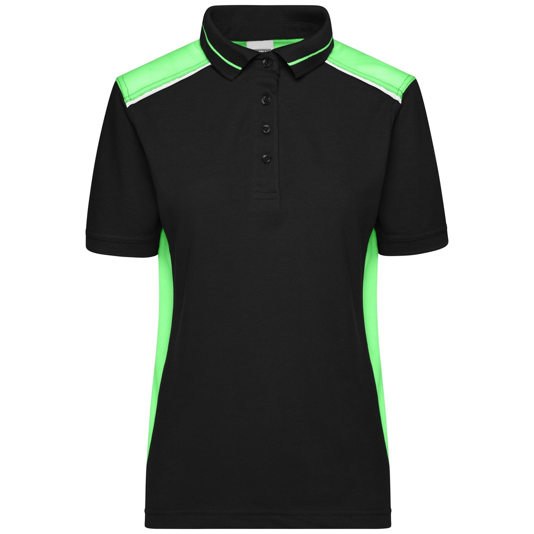 James & Nicholson Workwear Poloshirt Damen JN857 Gr. S black/lime-green
