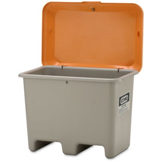 Cemo Streugutbehälter PLUS3 200l ohne Entnahme / mit Staplertasche grau/orange 10537