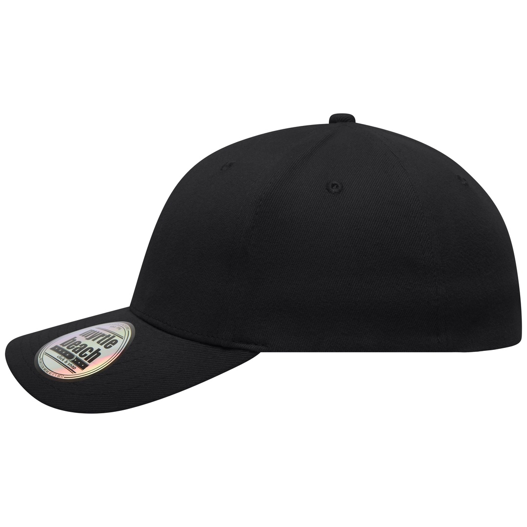 myrtle beach Trendige 6 Panel Kappe ohne Verschluss MB6206 Gr. S/M black