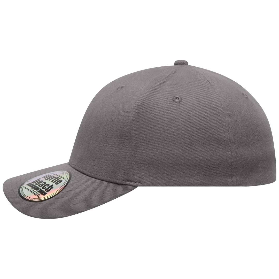 myrtle beach Trendige 6 Panel Kappe ohne Verschluss MB6206 Gr. S/M dark-grey