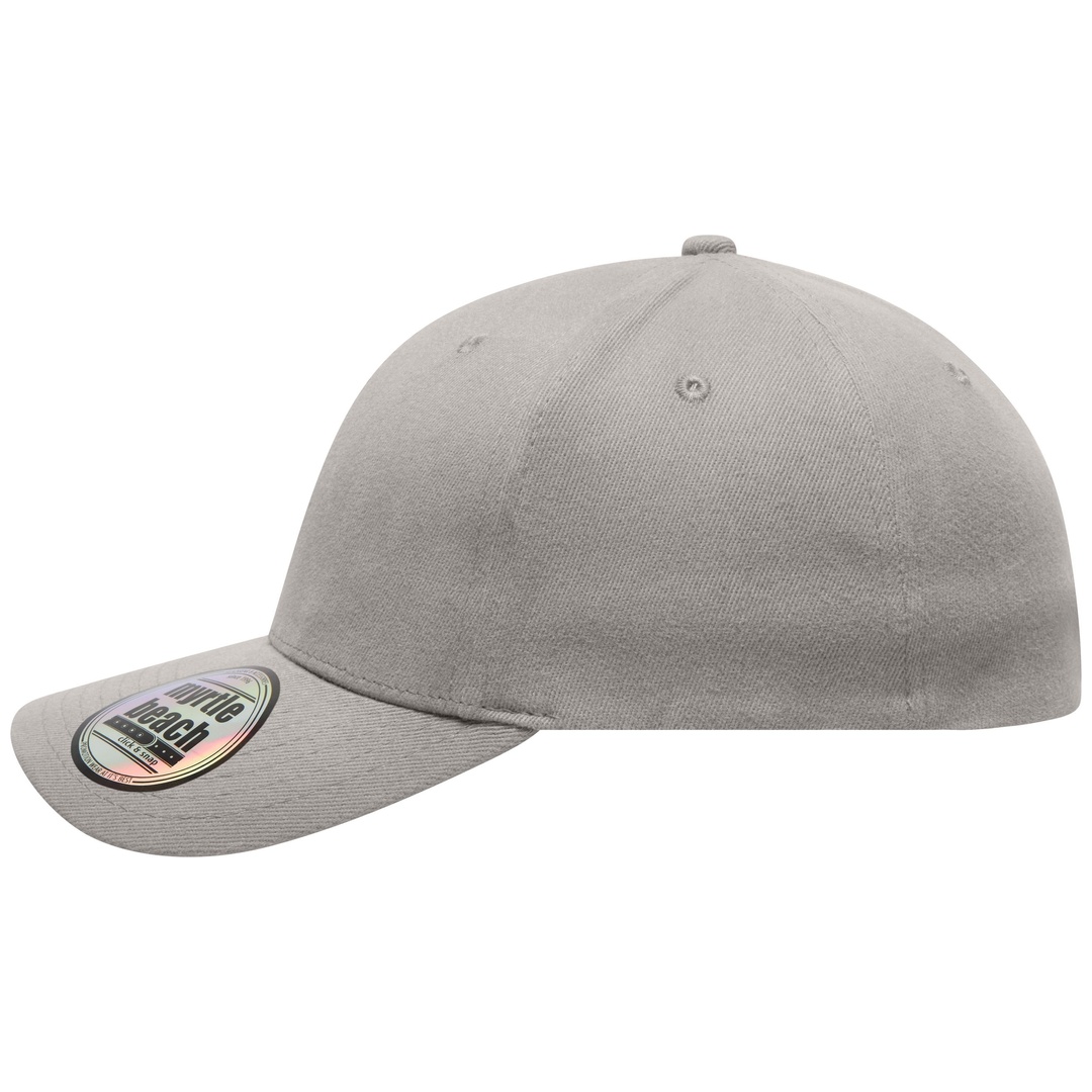 myrtle beach Trendige 6 Panel Kappe ohne Verschluss MB6206 Gr. L/XL light-grey