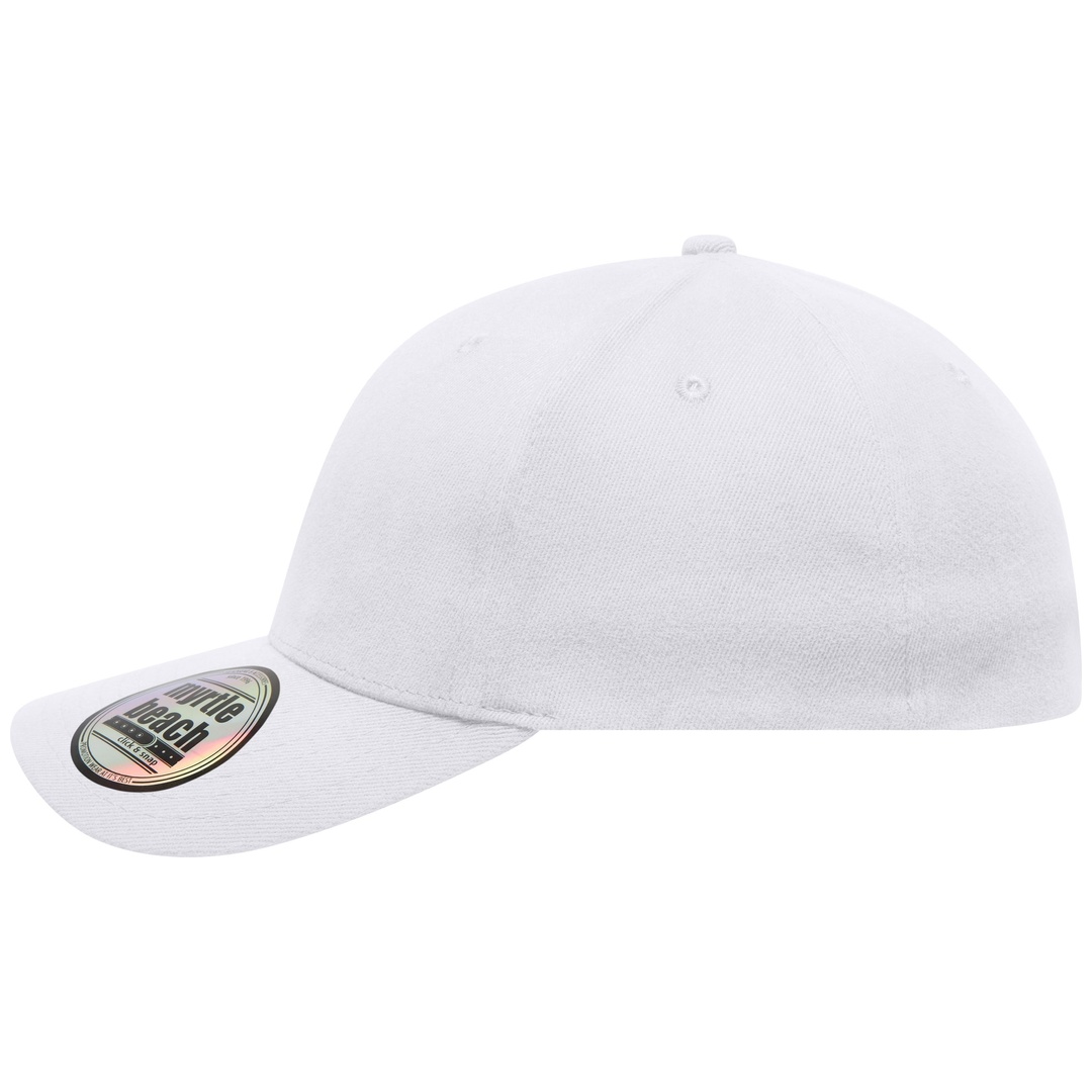 myrtle beach Trendige 6 Panel Kappe ohne Verschluss MB6206 Gr. S/M white