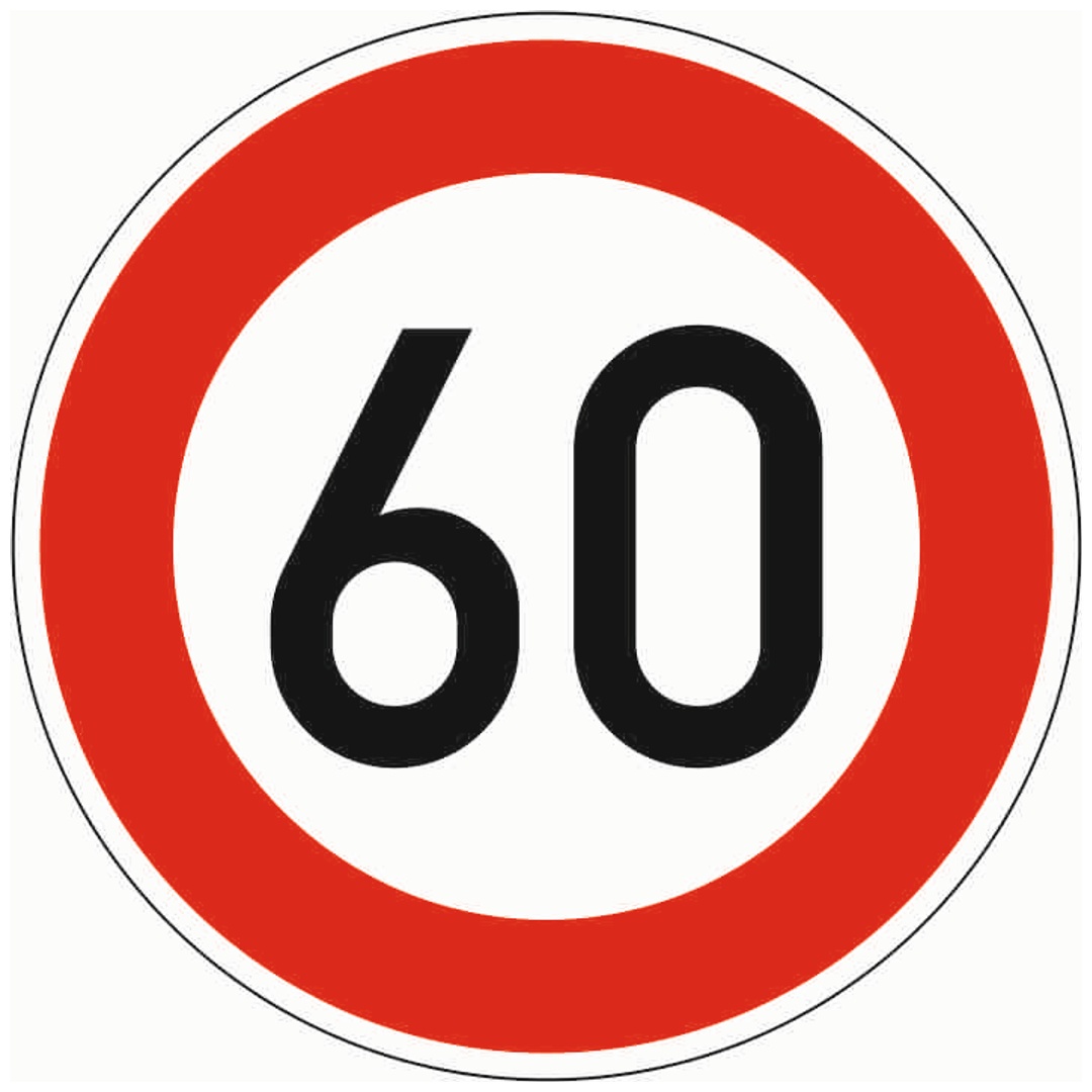 Verkehrszeichen 274-60 Ronde 600 mm, 60 km/h, RAL-Gütezeichen Folie RA1