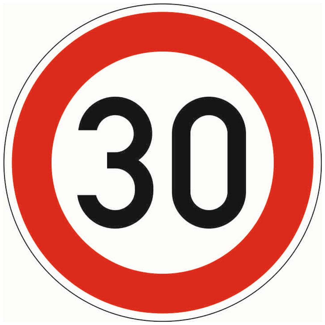 Verkehrszeichen 274-30 Ronde 600 mm, 30 km/h, RAL-Gütezeichen Folie RA1