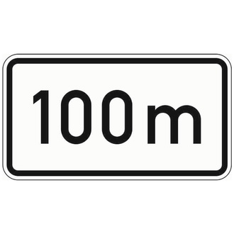 Zusatzschild 1004-30, 330x600 mm, "100 m", RAL-Gütezeichen Folie RA1