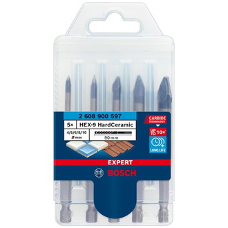 Bosch EXPERT HEX-9 HardCeramic Bohrer-Set, 4/5/6/8/10 mm, 5-tlg.