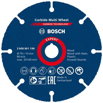 Bosch EXPERT Carbide Multi Wheel Trennscheibe, 76 mm, 10 mm. für Mini-Winkelschleifer